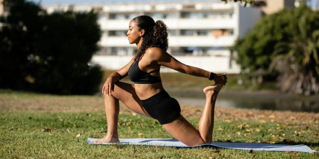 Woman Stretching Outside Before Exercise Workout